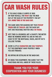 CAR WASH RULES Sign Safety for Indoor Outdoor Use, Metal Sign 8x12 Inch