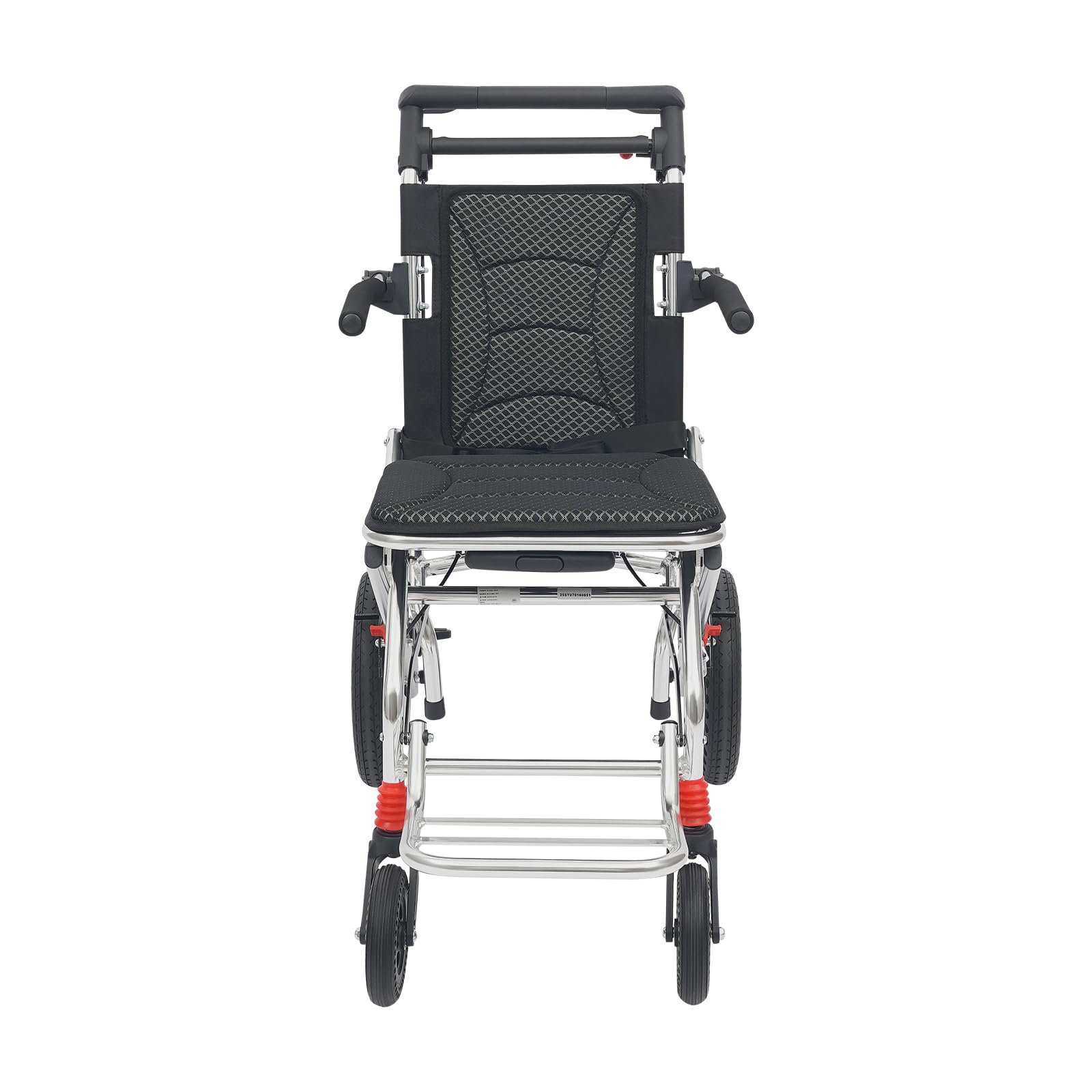 Asiento plegable para silla de ruedas de 45 cm, freno en las asas, cinturón de seguridad, reposapiés, aluminio ligero, silla de ruedas de viaje, silla de ruedas de transporte para personas mayores