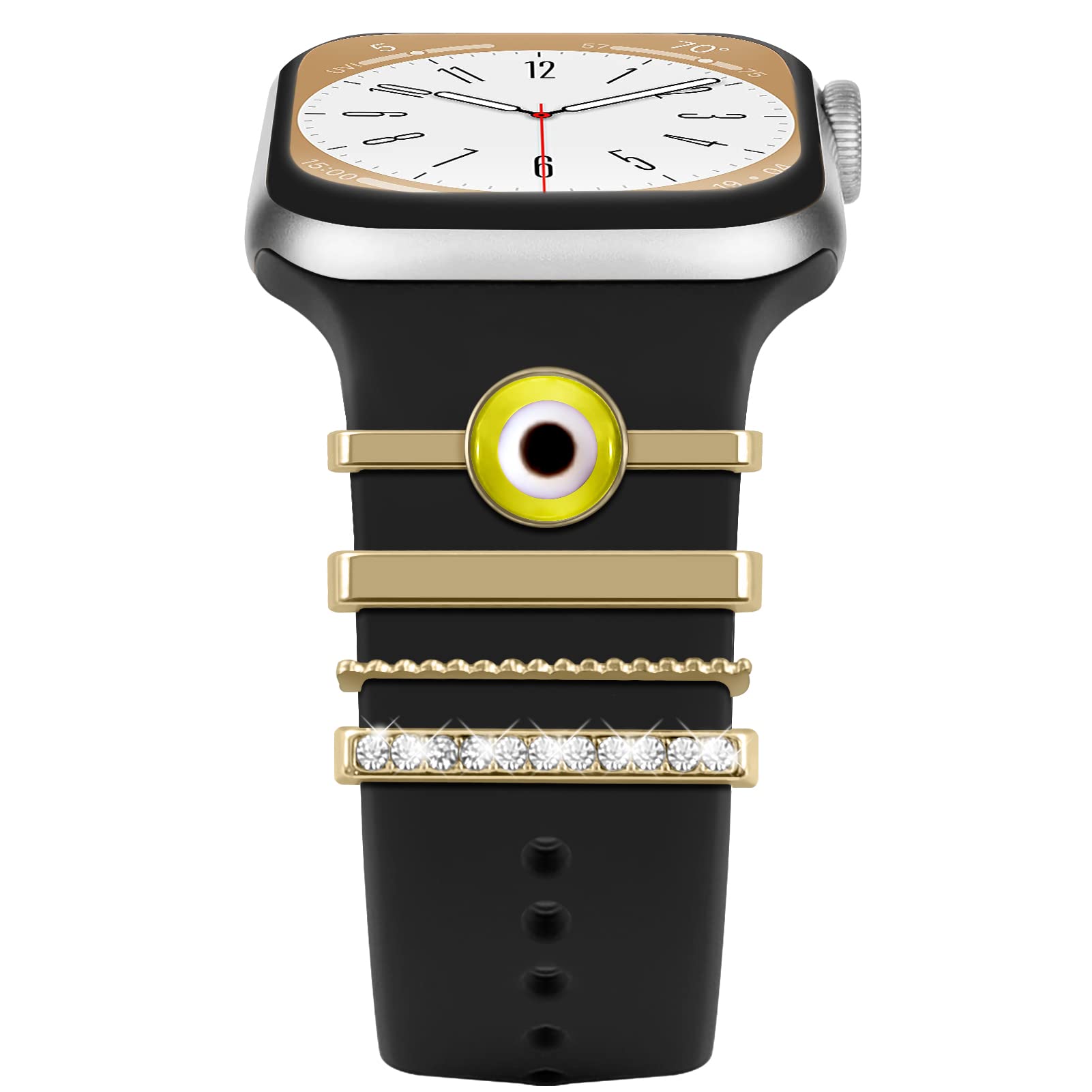 ALMNVO Bling Diamond Charms for Apple Watch Bands Charms 46mm 45mm 44mm 42mm 41mm 40mm 38mm 49mm,Sparkle Metal Sliding Decorative Rings Bracelet for iWatch Ultra/2 Series 10 9 8 7 se 6 5 4 3 Women