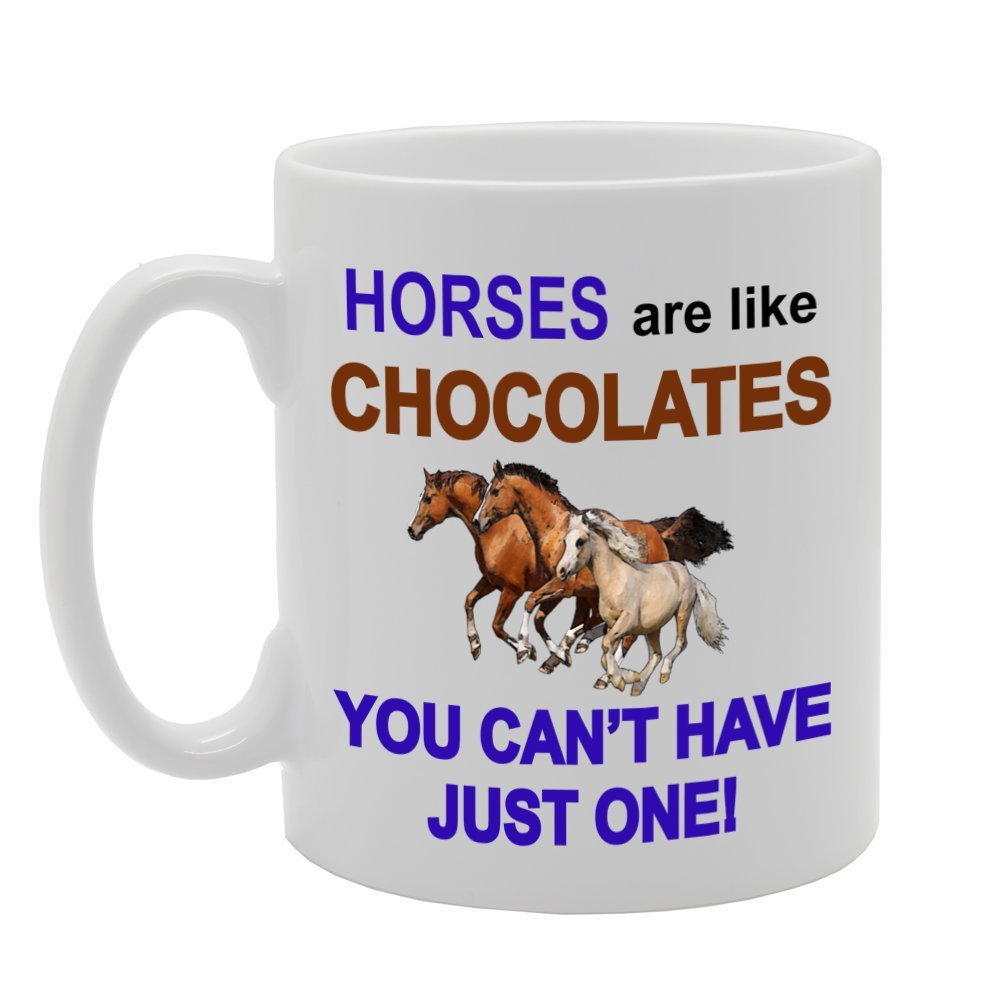 Coralgraph Inc Men's White Mg1067 Horses Are Like Chocolates Novelty Gift Printed Tea Coffee Ceramic Mug