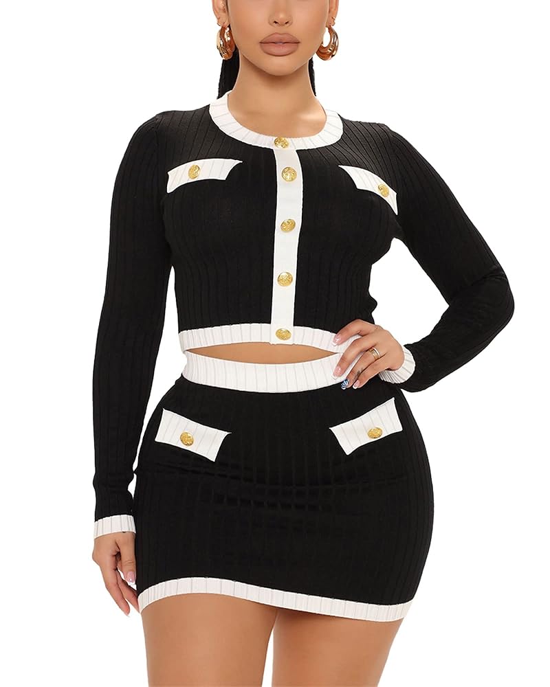 Amazon.com: MOEENCN Women's Sexy Ribbed 2 Piece Outfit