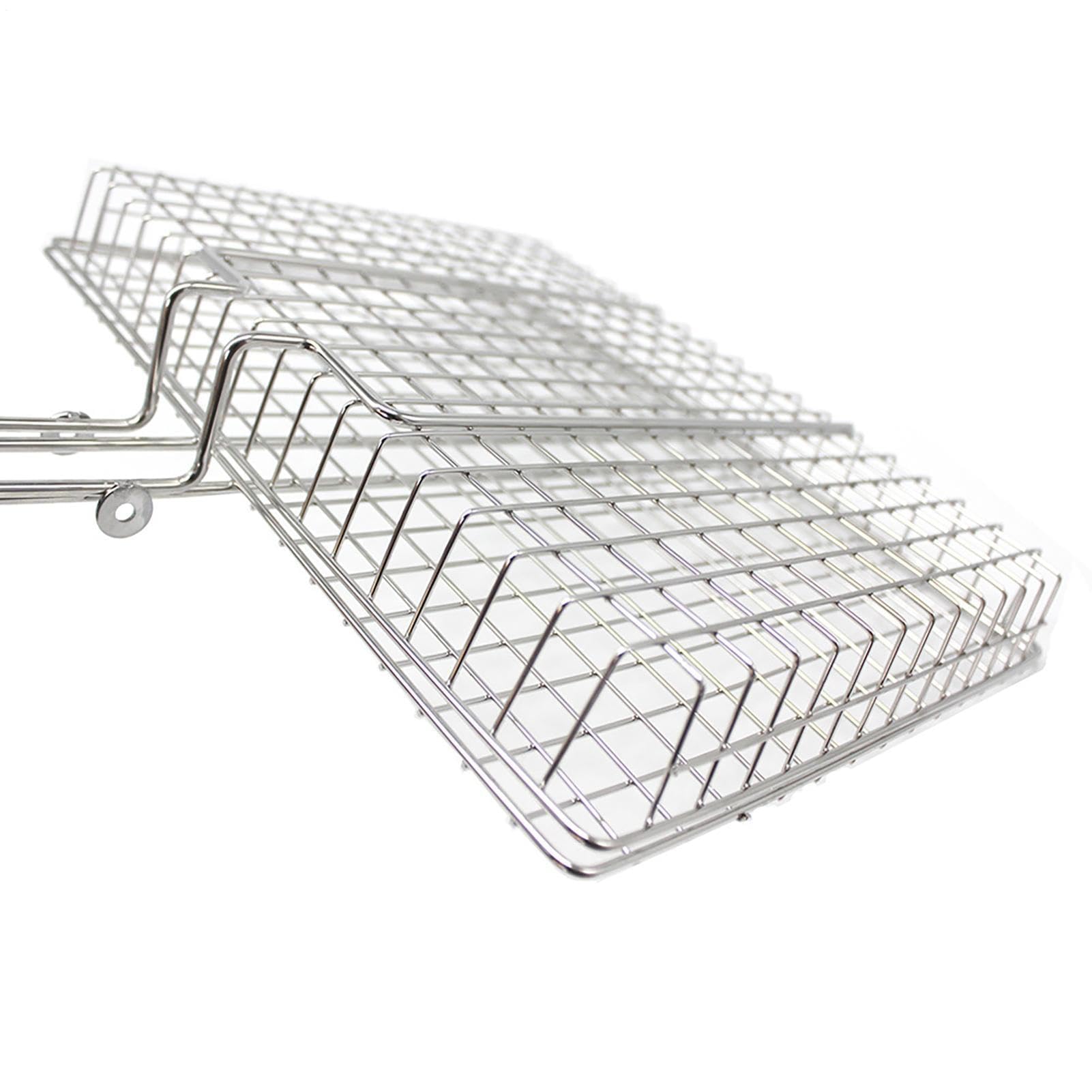 Griglia in acciaio inox – Griglia portatile per barbecue per cucinare all'aperto, grande cestino pieghevole per bistecche, verdure e feste barbecue | e facile da pulire
