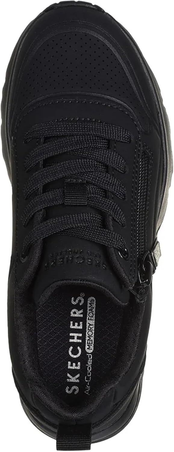 Skechers Kids Girls Uno Lite - Easy Zip Sneaker, Black/Black, 1 Little Kid - Image 6
