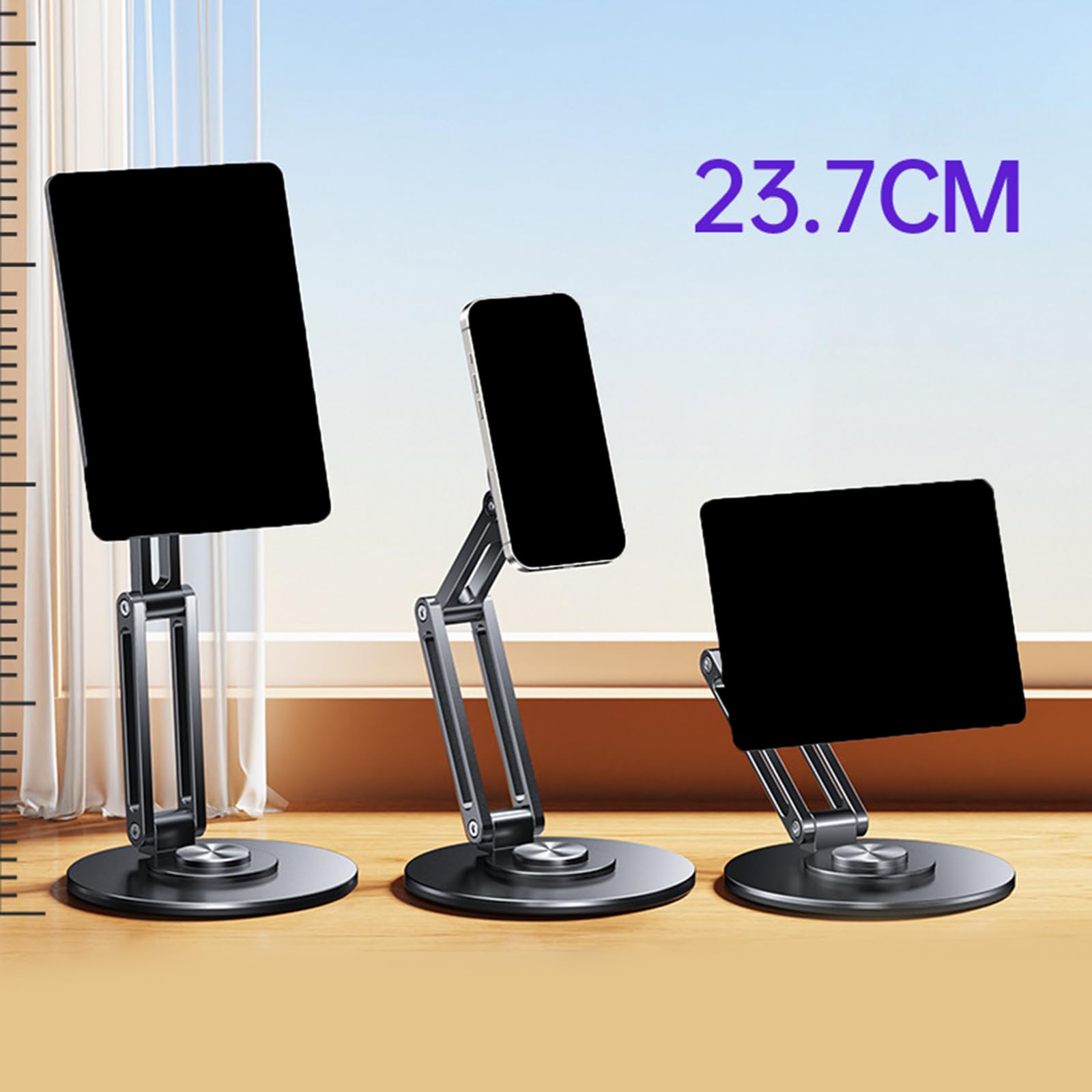 Fuerte soporte de escritorio para teléfono, giratorio de 360 grados, construcción de metal, agarre antideslizante, libera soporte de mesa para teléfono para coche