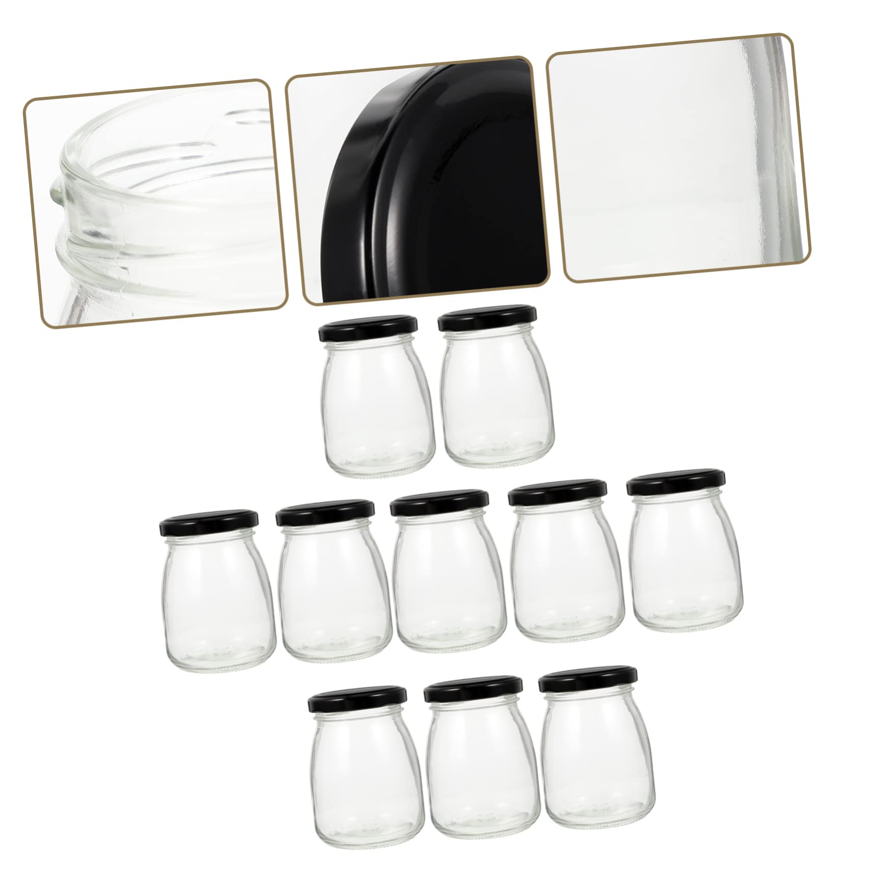 Cabilock 10 Marmeladengläser aus Glas und Metall 200ml 10 Stück Dicht Verschließbar für Honig Müsli Dessert und Tischdekoration