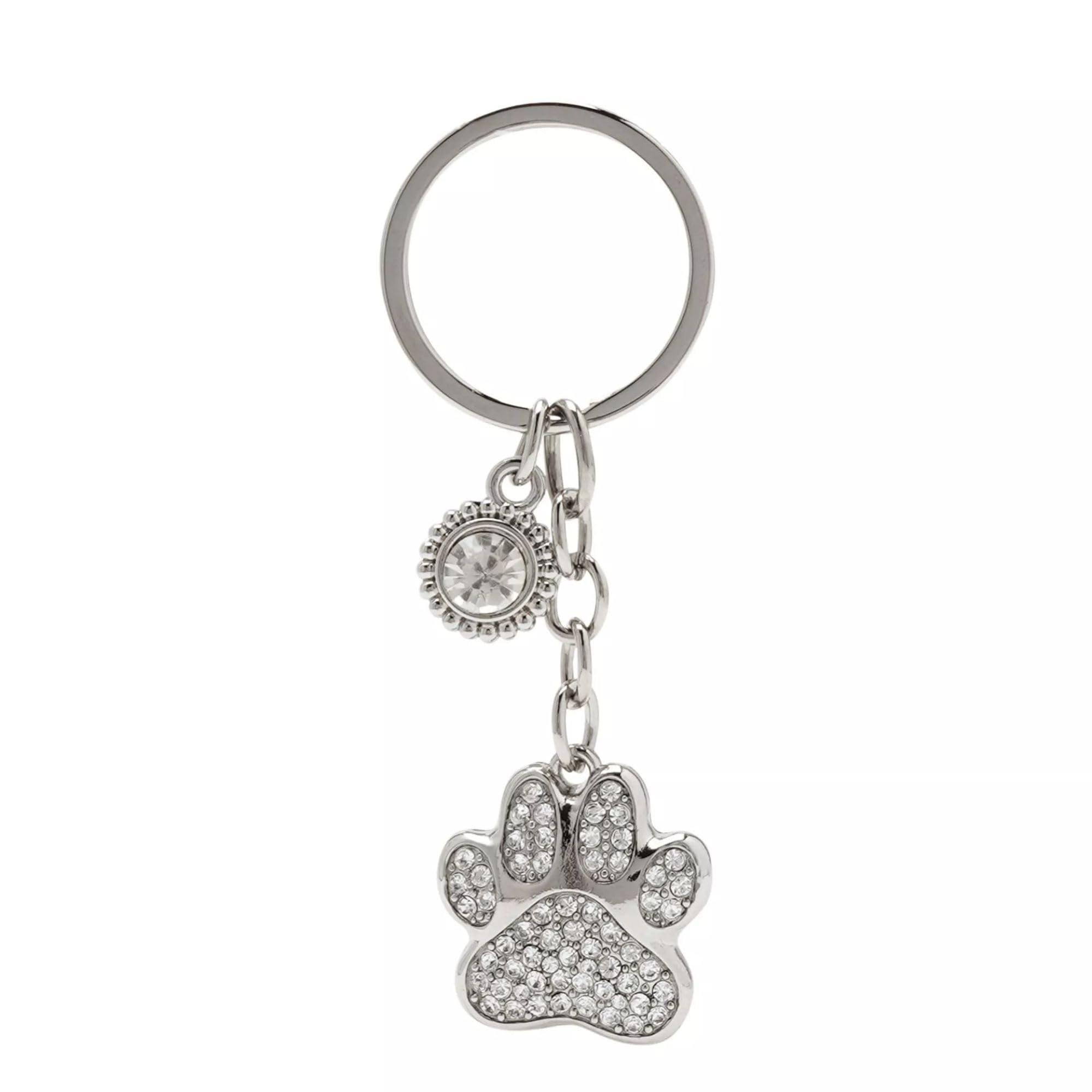 Widdop and Co Paw Print Keyring - Bejewelled Crystal and Gem Design - Sophia Collection - Gift for Dog or Cat Lovers - Ideal for Daughter, Granddaughter, Sister or Friend - Charm Accessory for Bags