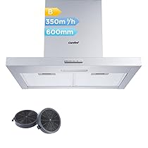 COMFEE’ Cappa Aspirante 60 TSHM17SS-60 Acciaio Inossidabile Cappa Cucina Con LED, Sistema Di Ricircolo E Canalizzazione E Filtri A Carbone