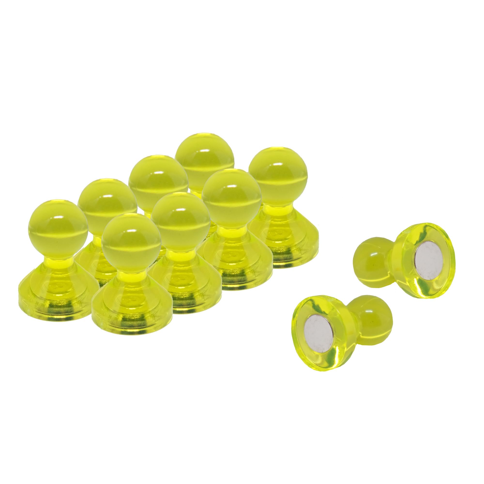 Small Yellow Acrylic Push Pin Magnet for Fridge, Whiteboard, Noticeboard, Filing Cabinet - 11mm dia x 17mm tall - Pack of 200