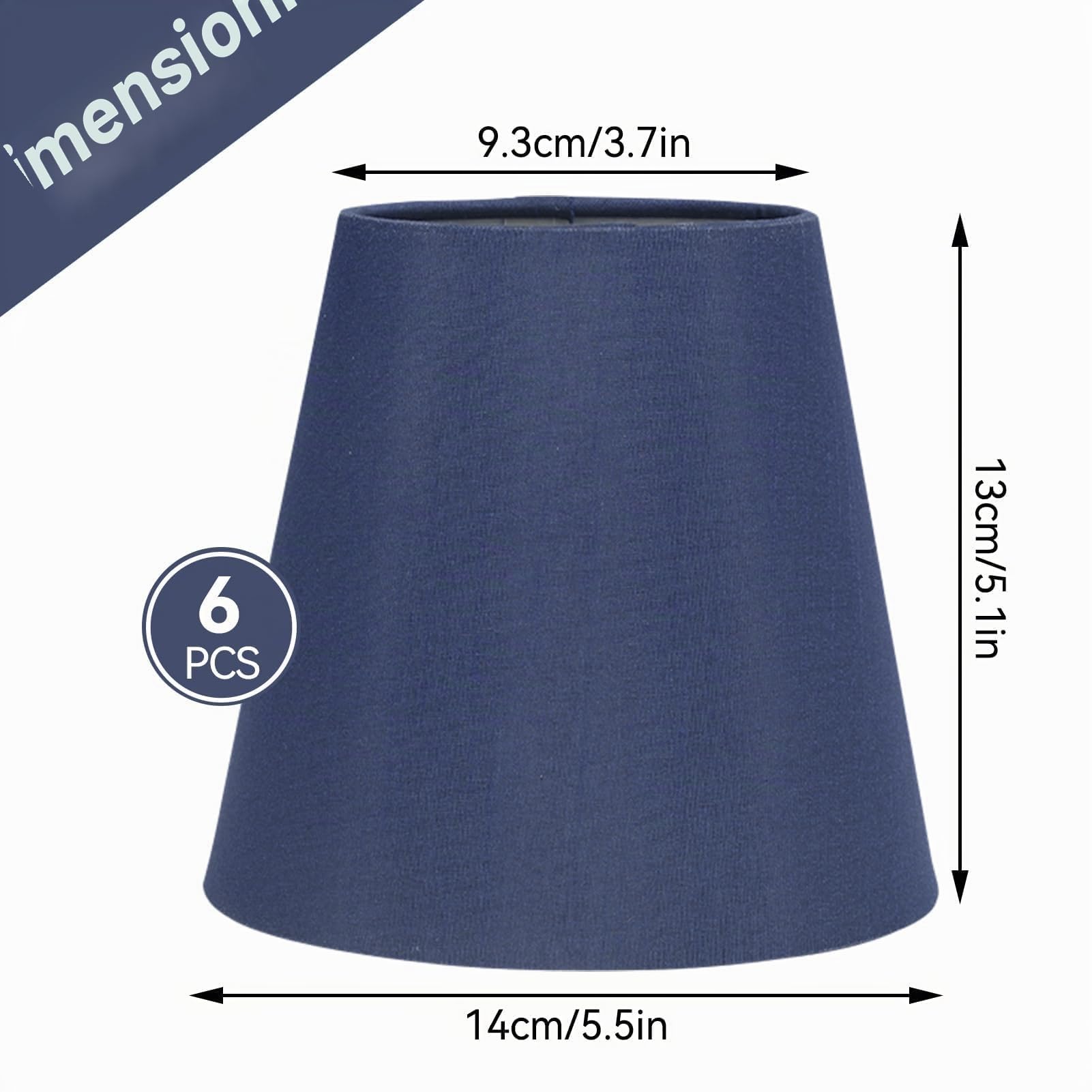 Paralume lampadario in tessuto E14, set di 6 paralume a clip moderno paralume a sospensione paralume per lampade da parete da terra da tavolo(blu scuro)