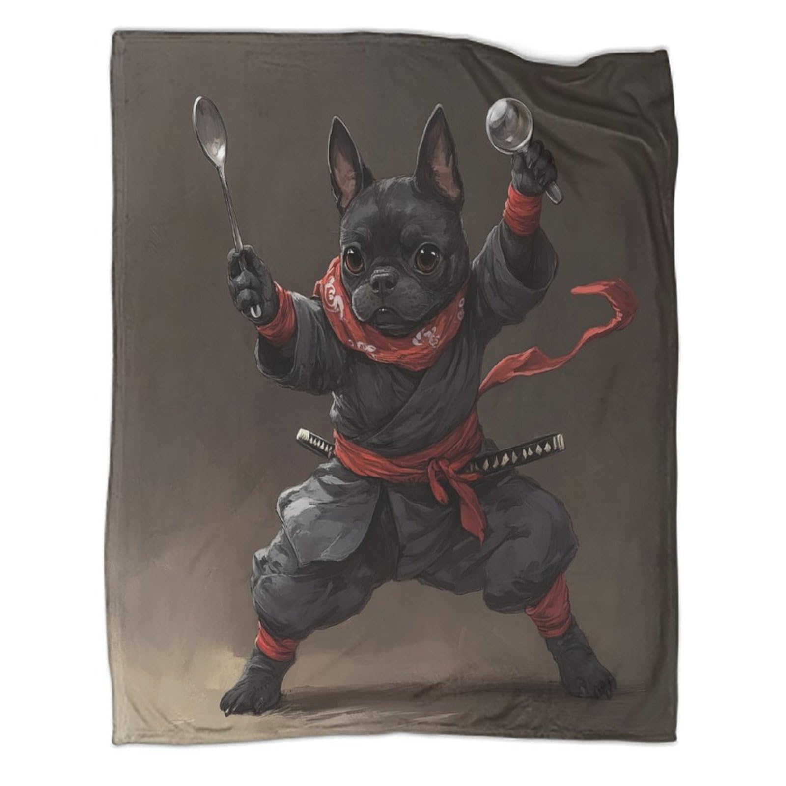 Couverture polaire chien Kung Fu imprimée 3D en flanelle douce pour canapé 200x230cm