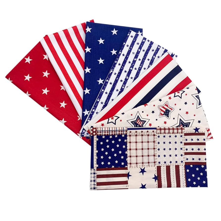 Amazon | Housoutil 7個アメリカ国旗プリントパッチワーク生地