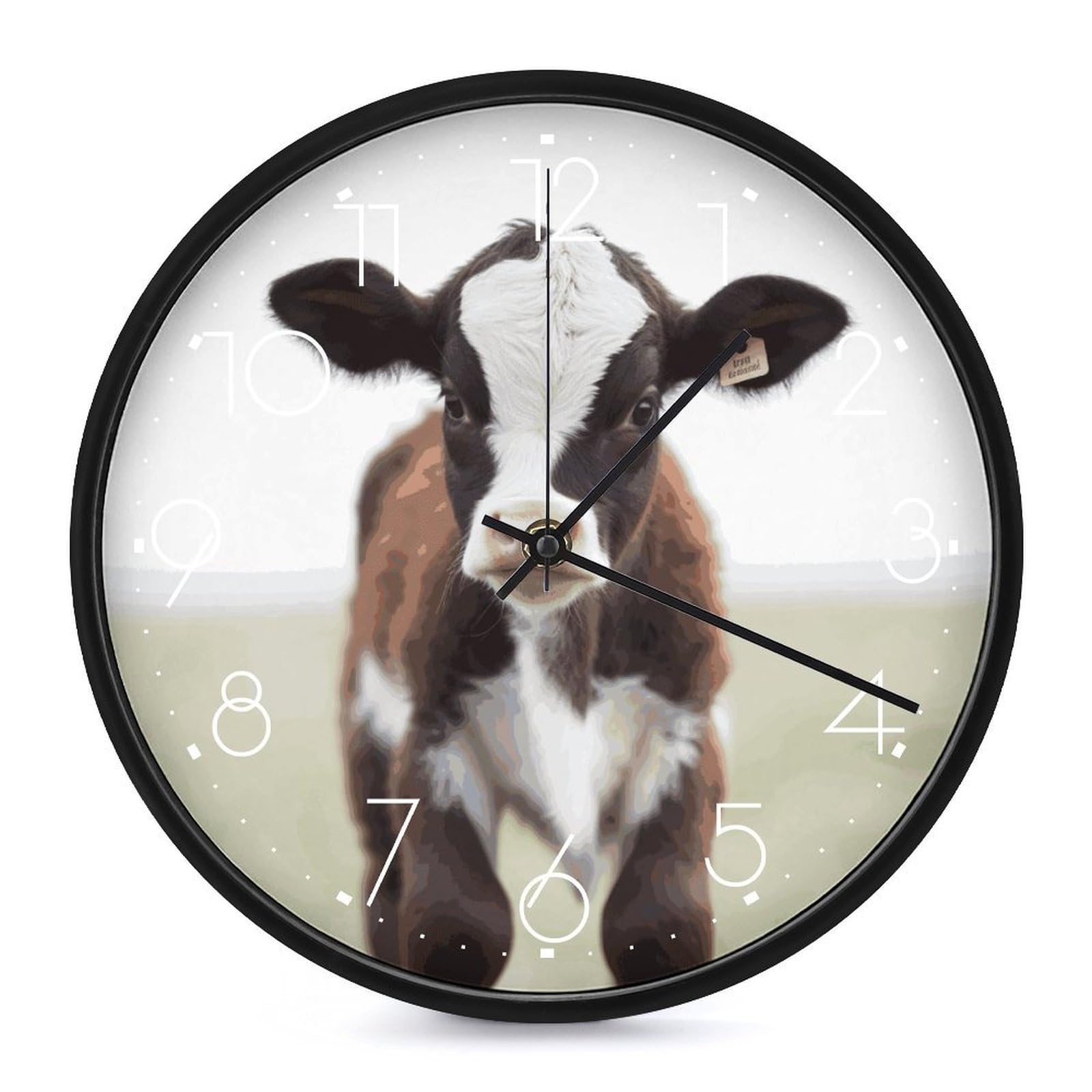 DWVTSLH Baby Cow Wall Clock 10 Inch Silent Non-Ticking Modern Clocks Battery Operated - Decorative Wall Clocks for Bedroom Living Room Kitchen Office Wall Decor Gift Idea