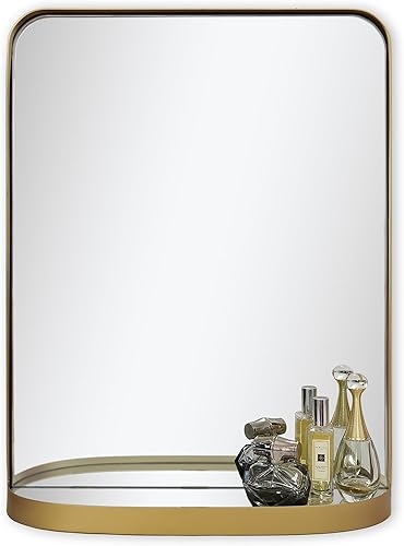 Miniatura 3 de Espejo de pared rectangular tradicional moderno de 18.25 x 23.5 pulgadas, marco de metal dorado, espejo para colgar en la pared, decoración moderna