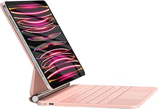 HOU Keyboard Case for iPad Pro 11 Inch (4th/3rd/2nd/1st) Gen 2022,iPad Air 5th&4th Generation Case with Keyboard,Magic-Stand Keyboard Case for iPad Pro 11 inch 2022,Multi-Touch Trackpad,Magnetic Pink
