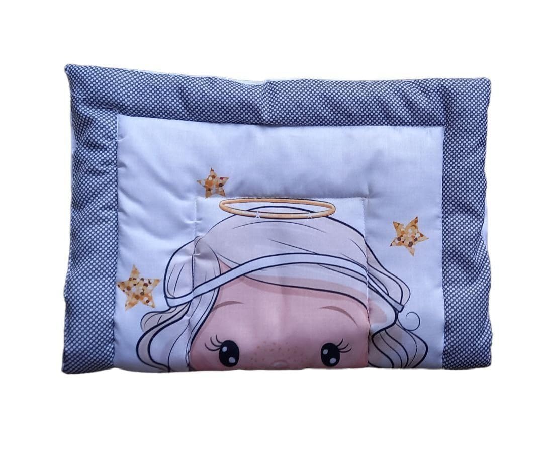 Vivatra Combo Newborn Baby Pom Pom Cotton Baby Bed | Godari | Cradle Bed | Crib Sheet | Changing Mat Baby Godadi | Godari | Bedding Set | Mattress_Pack of 2 Piece_(20 * 30 Inch) (Babygirl & Hippo) 1
