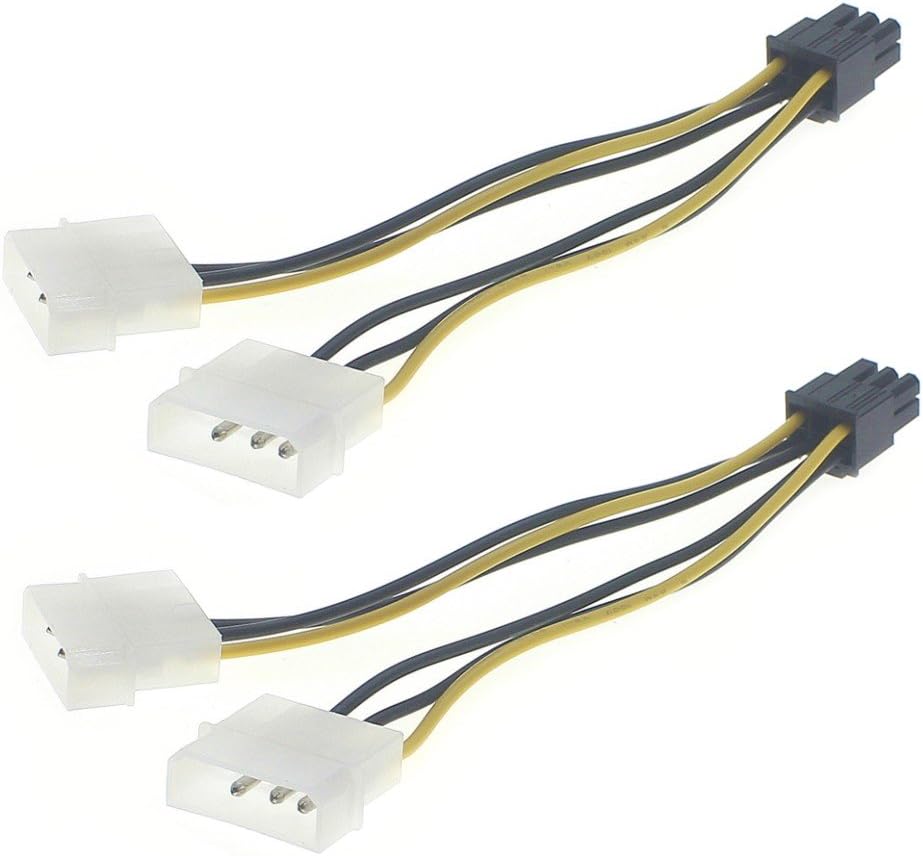 TechIntheBox (2 Pack) PCI Express 6 Pin to Dual 4 Pin Molex IDE Power Cable Adapter