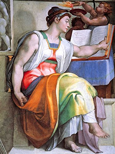 ART-TELA-allungato-su-LEGNO -BARS L'eritreo Sibilla Michelangelo - Ritratti immagine verticale figurativa ritratti donna attività di lettura leis Fine art p 20_X_15_in
