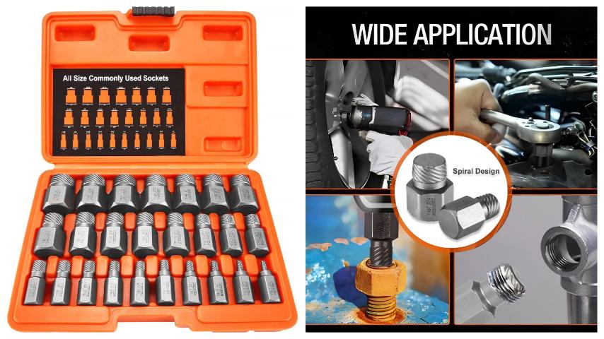 XEWEA 13Pcs Screw Extractor Set Multi-Spline Easy Out Bolt