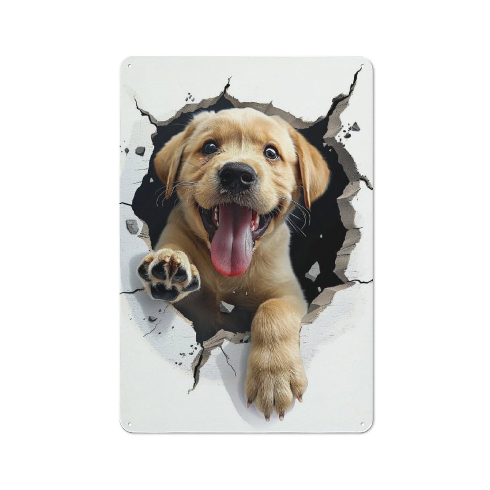 Junmoney Labrador Decorative Metal Plaque With Design 30X20cm, Casual Utility Space Decor For Patio Bar, Workshop, Shed Or Kitchen