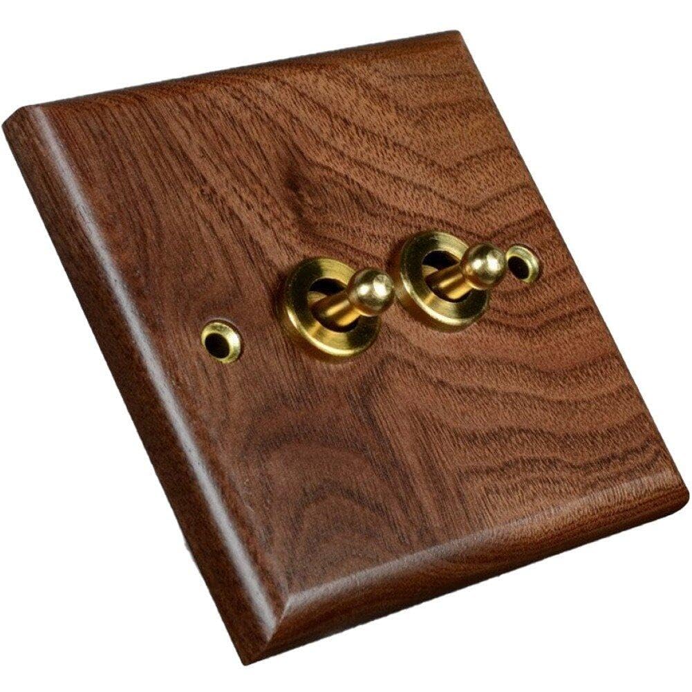 Interrupteur électrique 2-interrupteur en bois massif et commande laiton rétro