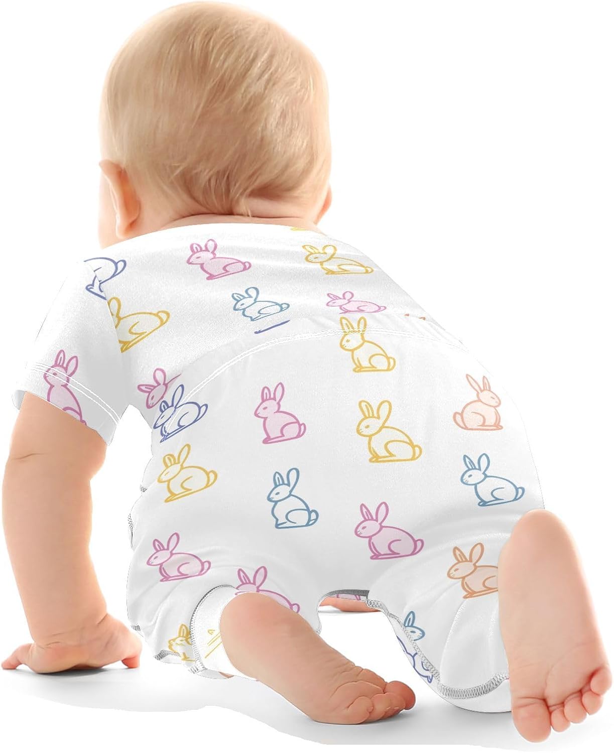 vvfelixl Baby Clothes Colorful Rabbits Baby Bodysuits Set Unisex Short Sleeve Babys Pants Sets 0-3M
