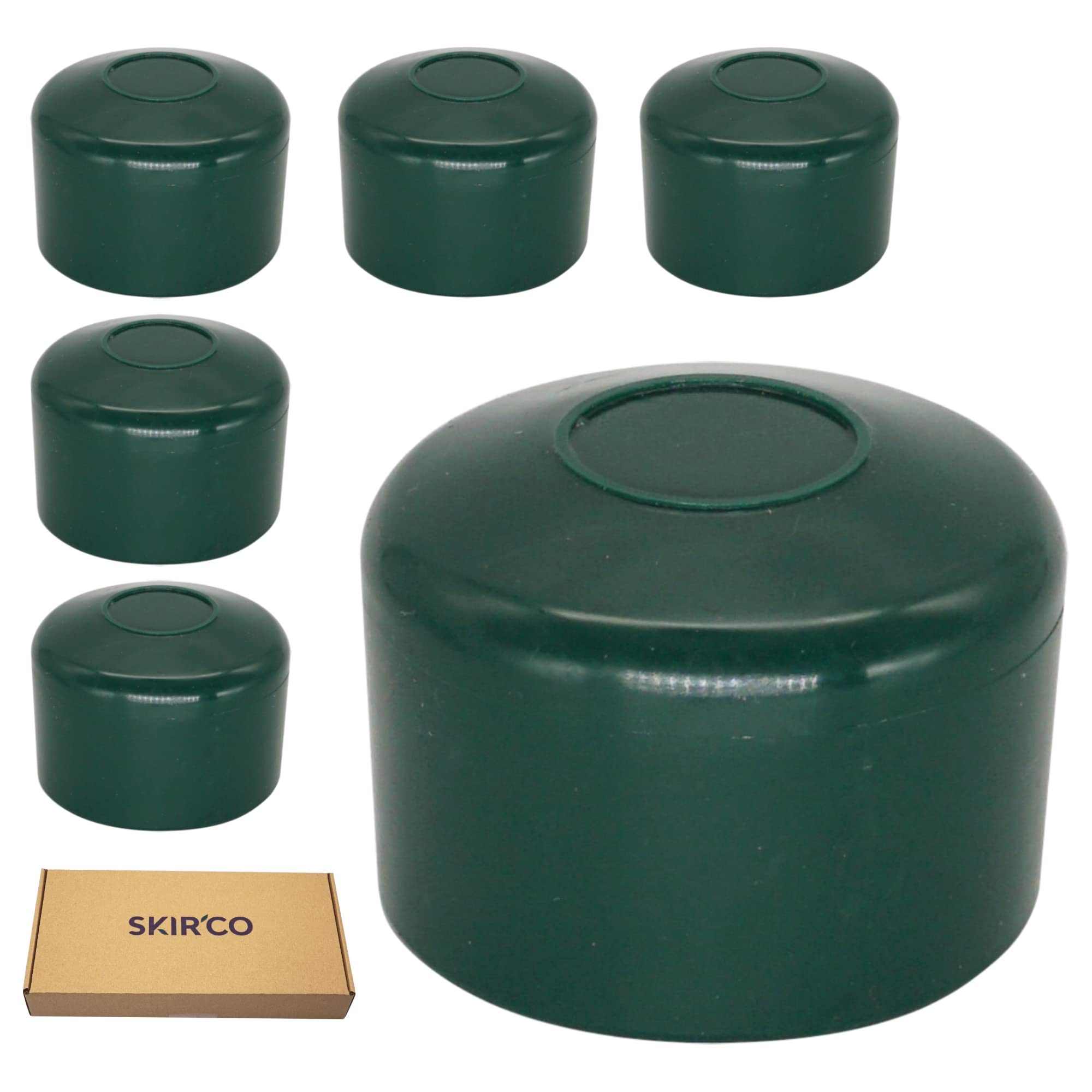 SKIR'CO (6 pcs) Fence Post Caps, Round 45 mm Green Plastic Caps for Round Fence Posts Fence Post Covers, Moss Green RAL 6005 - Image 2