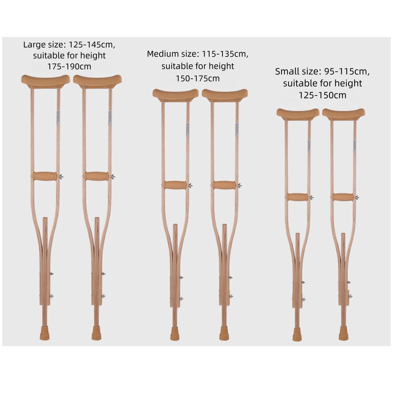Genérico Muletas axilares de Madera Ajustables, par (L)