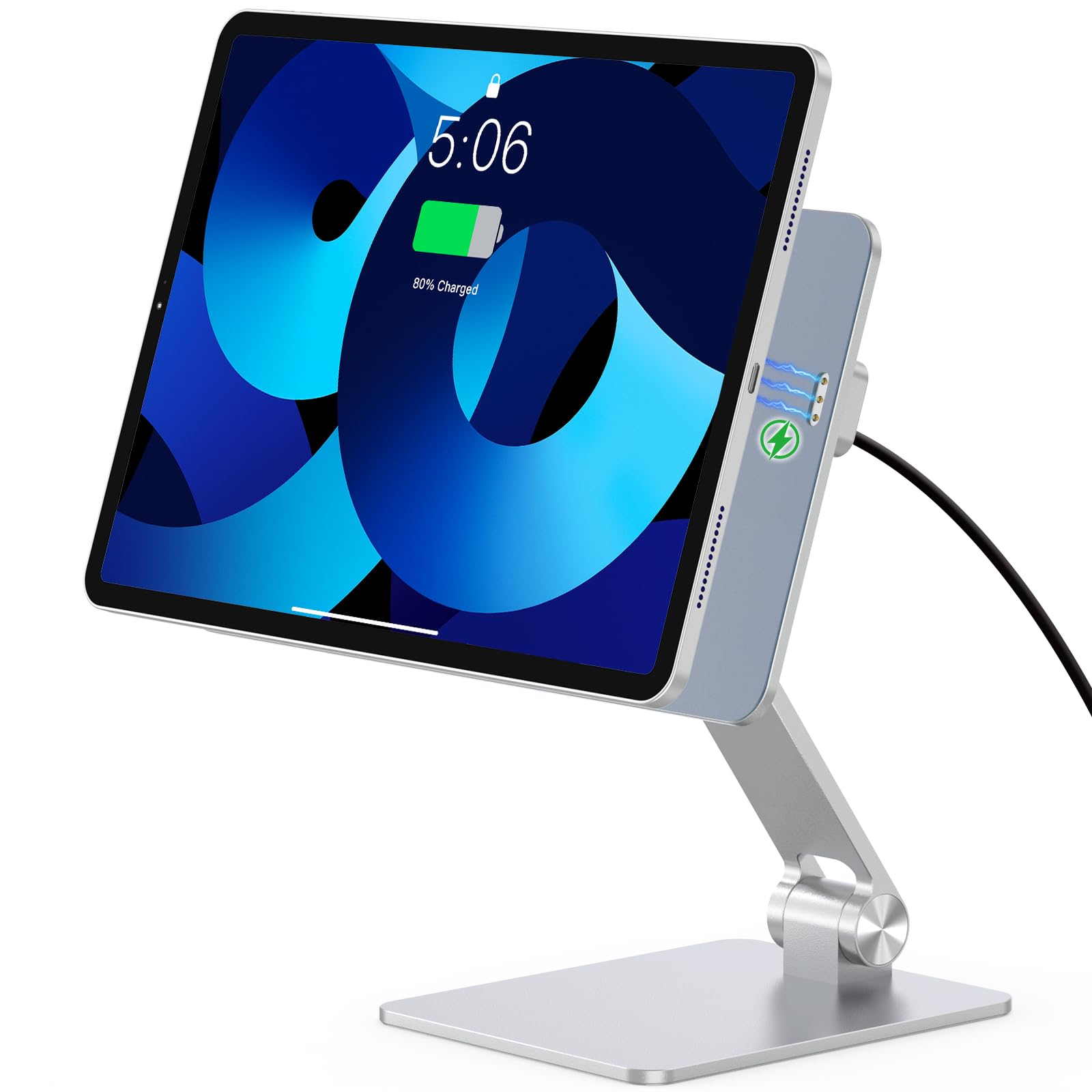 Photo 1 of YCNEW Magnetic Wireless Charging Stand for iPad, Dual-Adjustment Aluminum Alloy Holder for Office, Drawing, Only Compatible with iPad Pro 11" M5 (2025) & M4 (2024)