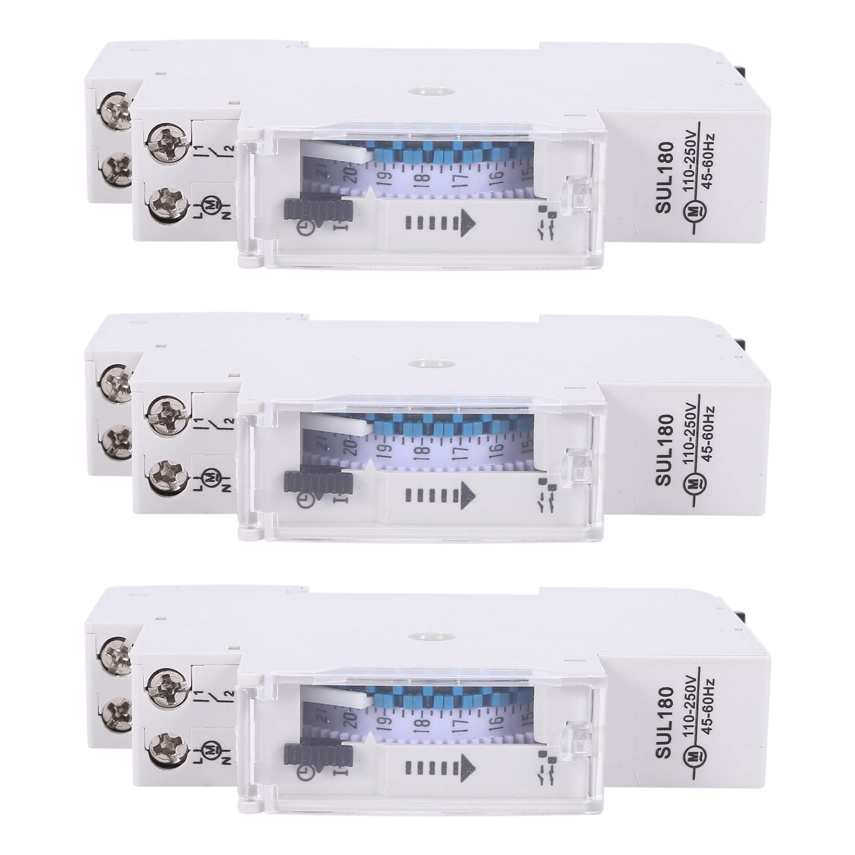 3X Sul180A 15 Minutos Temporizador mecánico 24 Horas Programable Rail Din Temporizador Interruptor de relé Medición Análisis Instrumentos