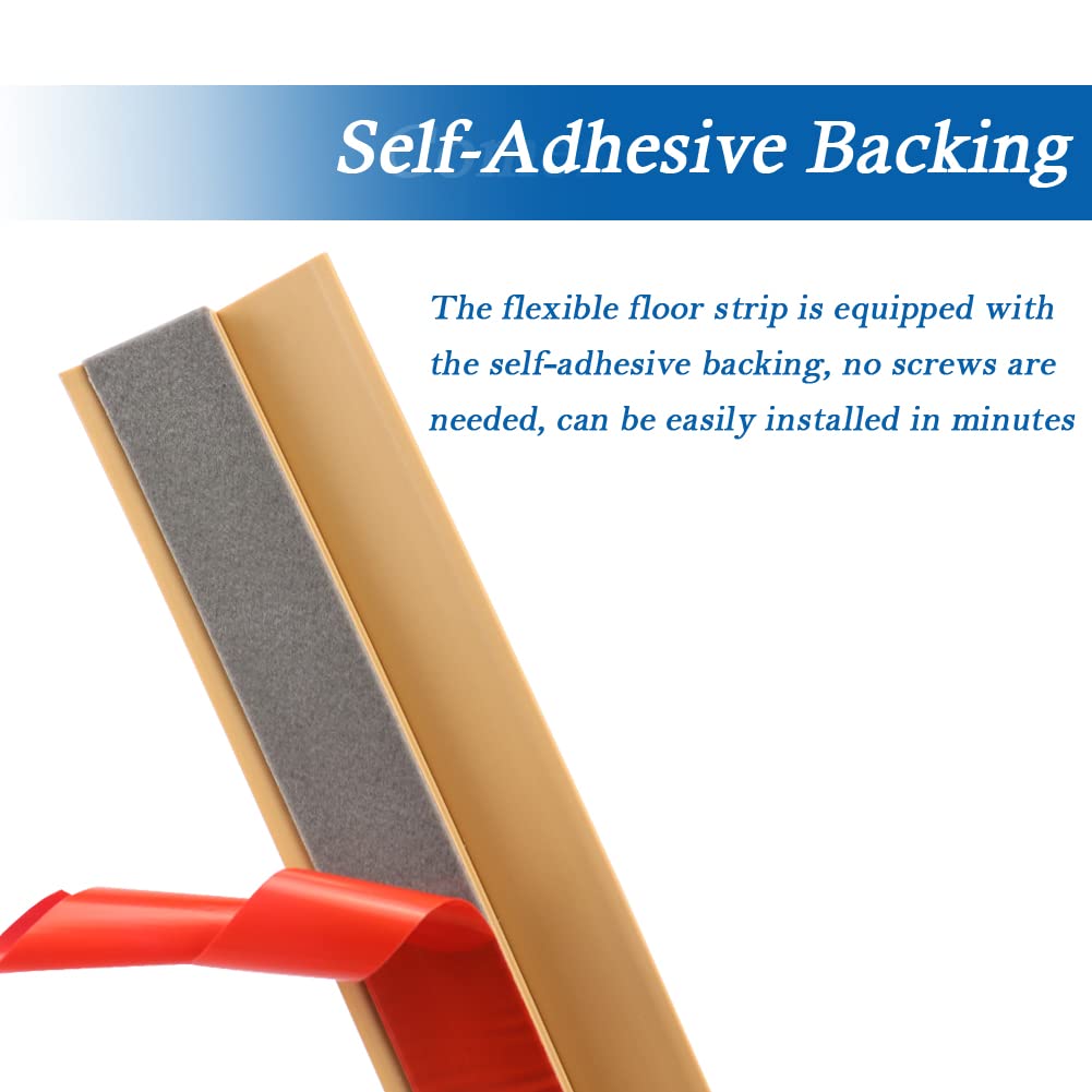 Self-Adhesive Floor Transition Strip – Vinyl Threshold For Carpet To Tile, Height Difference Up To 5mm (118in, Light Brown)