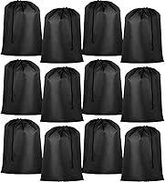 Woanger 12 Pack Extra Large 28x45 Inch Drawstring Laundry Bags - Durable Washable Travel Organizers for Dorm, Hotel, Camping (Black)