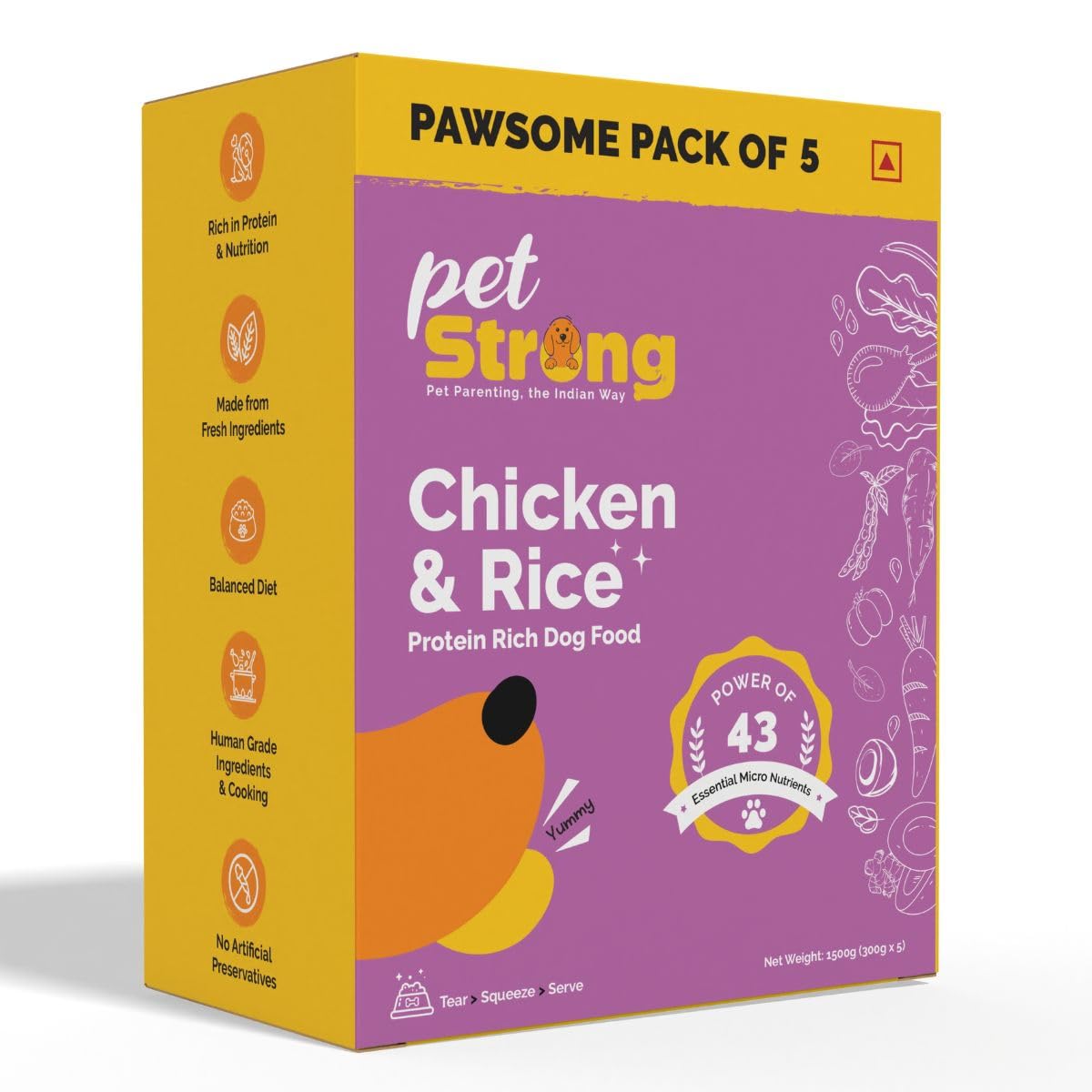 PetStrong Chicken and Rice Dog Fresh Food 1500g (Pack of 5 x 300g Pouches) Gravy Food for Adult Dog and Puppy, All Breeds, Ready to Eat (B0DH222343) Amazon Price History, Amazon Price Tracker