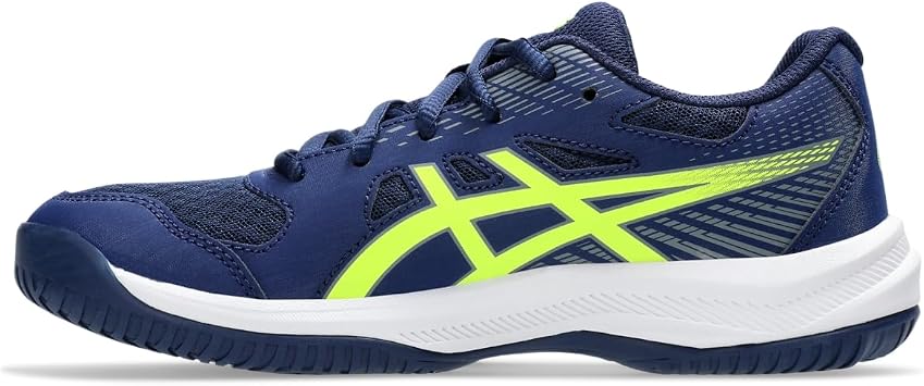 ASICS Kid's Upcourt 6 Grade School Volleyball Shoes, 2, Blue Expanse/Safety Yellow