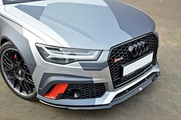Front Bumper Lip Spoiler V2 Compatible with Audi RS6 C7 Maxton Design Splitter