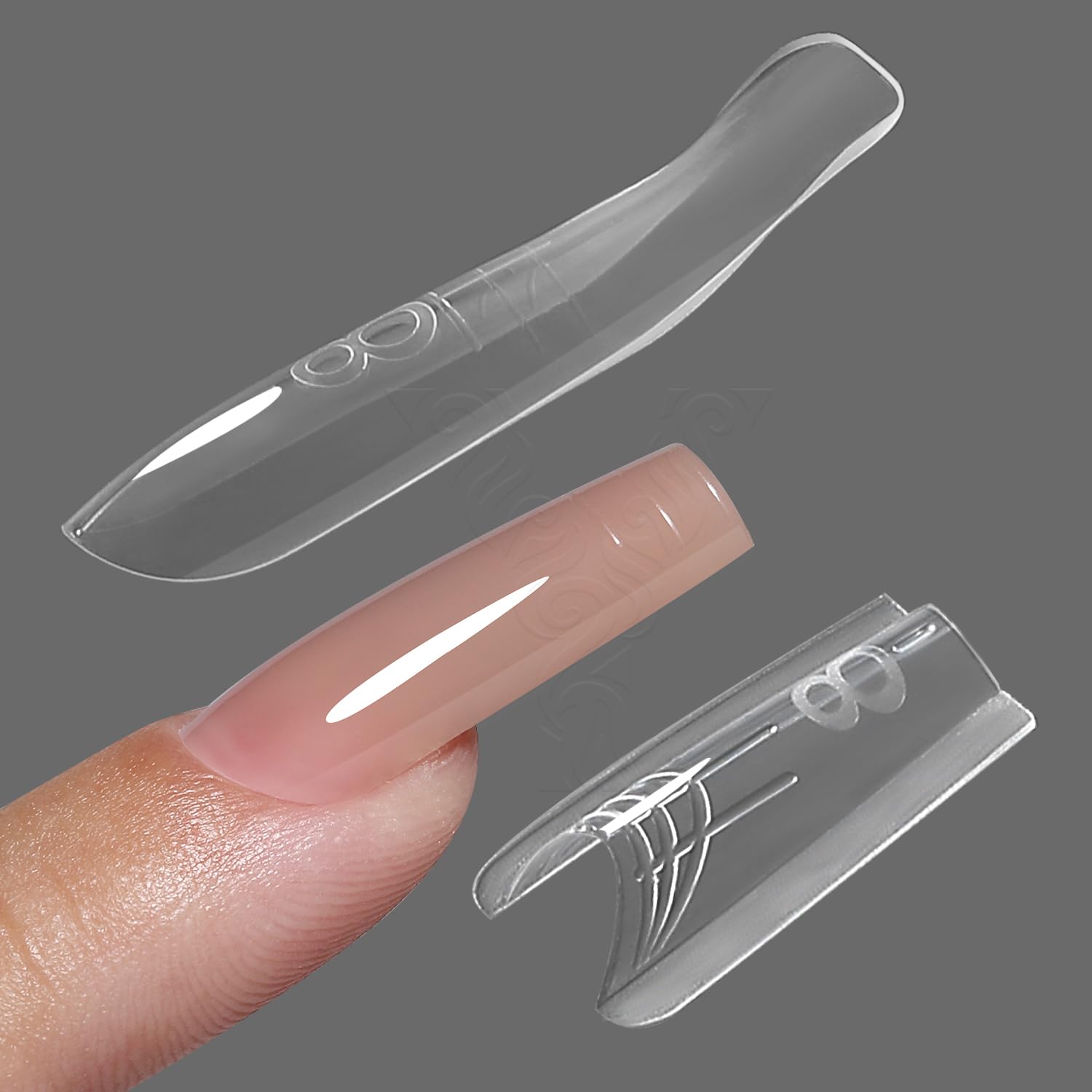 YOKEFELLOW - Uñas de sándwich originales de doble forma, 240 moldes de uñas para una extensión rápida de uñas, no necesita formularios de papel, forma de plástico de 15 tamaños, herramientas de arte