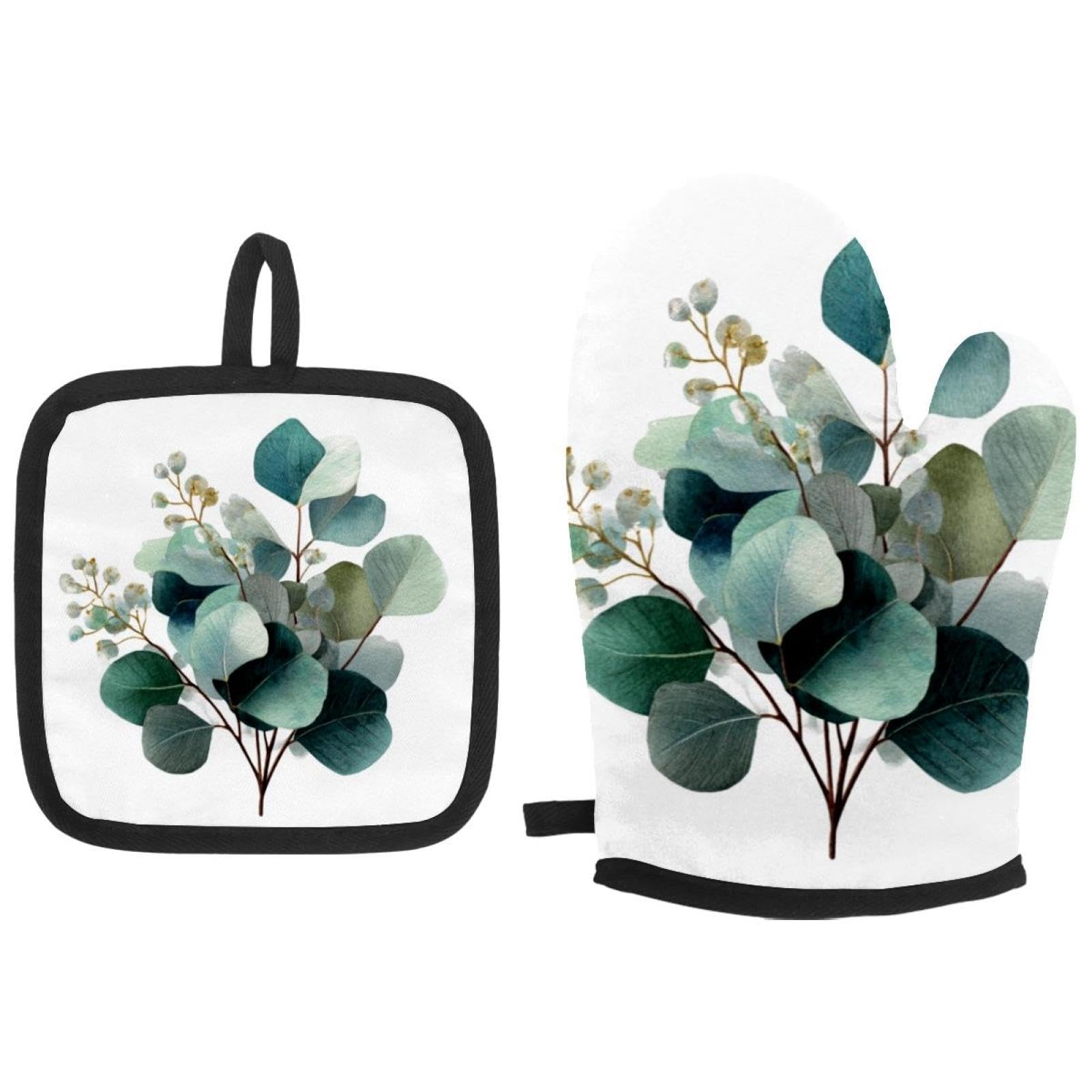 Maniques de cuisine design bouquet de feuilles avec isolation thermique et antidérapante