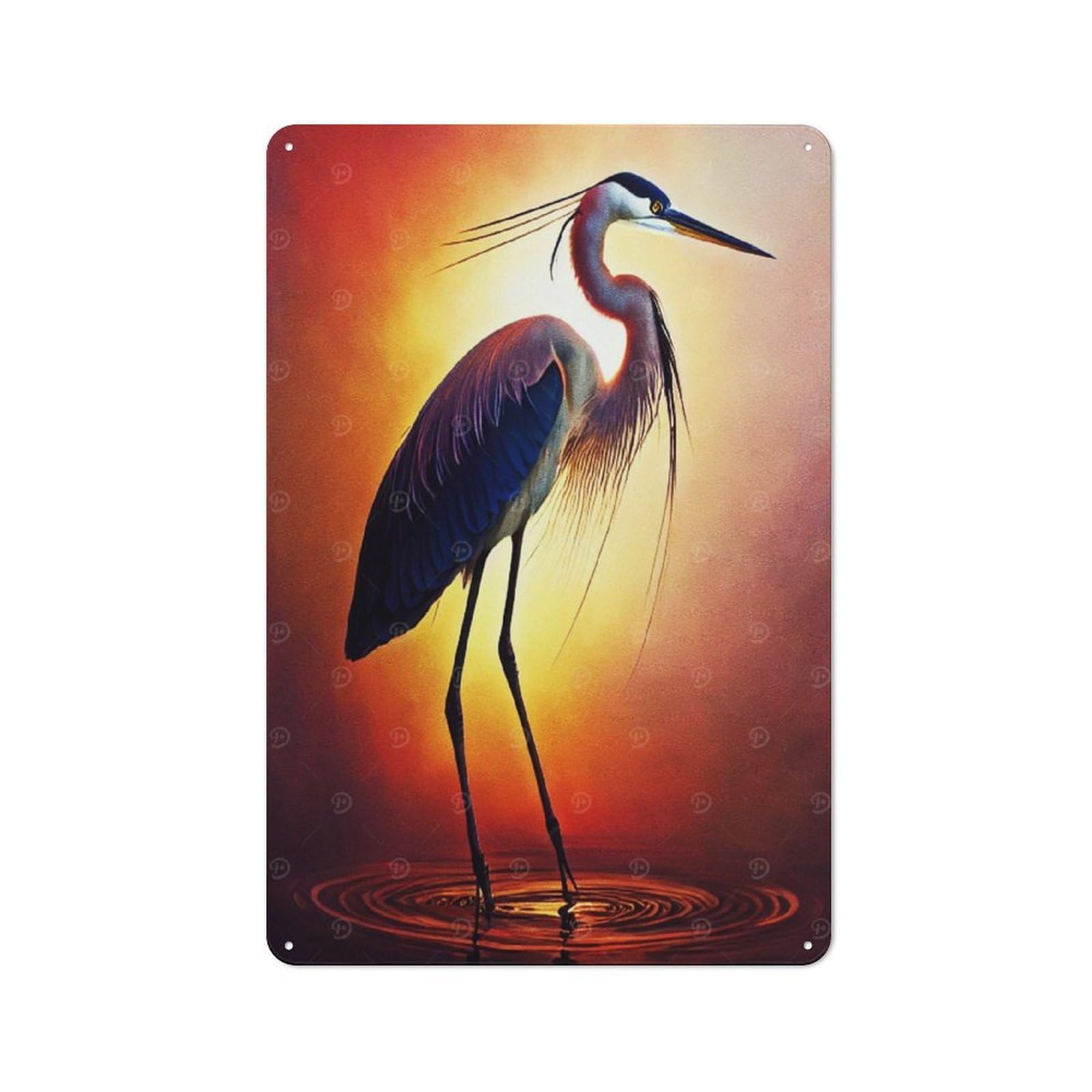 Junmoney Style-2 Paint Stork Character Metal Wall Decor 30X20cm, Vintage Metal Sign For Home, Shop, Pub Or Studio Wall