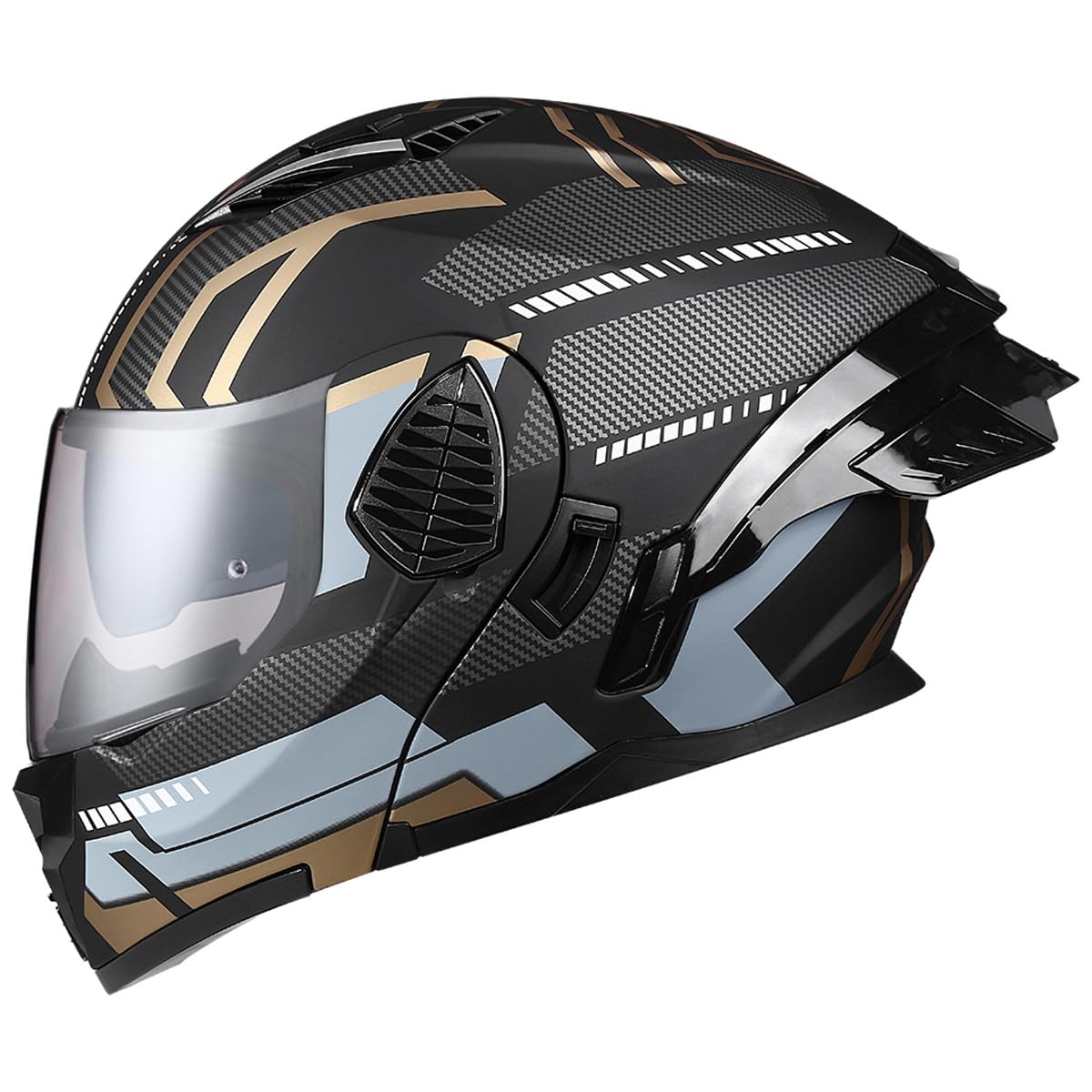 Woljay Motorcycle Full Face Flip Up Helmet Dual Visor Integrated Motorbike for Adults Men Women Street Racing Moped DOT Approved (Silver Transparent Visor,One Size) — view 11