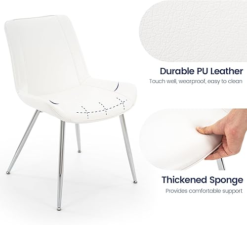 Miniatura 4 de Brage Living Juego de 2 sillas de comedor de piel sintética, modernas, sin brazos, para cocina, comedor, sillas laterales tapizadas con patas de