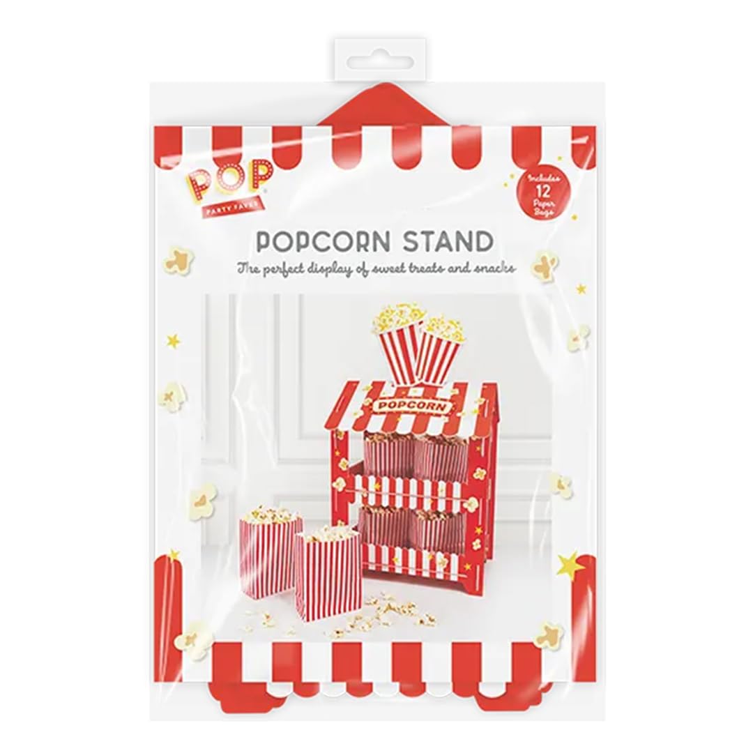 Gem Imports Popcorn Shop Party Snack Stand – Cardboard Treat Display for Parties, Weddings & Baby Showers – Self-Serve Snack Table Centrepiece