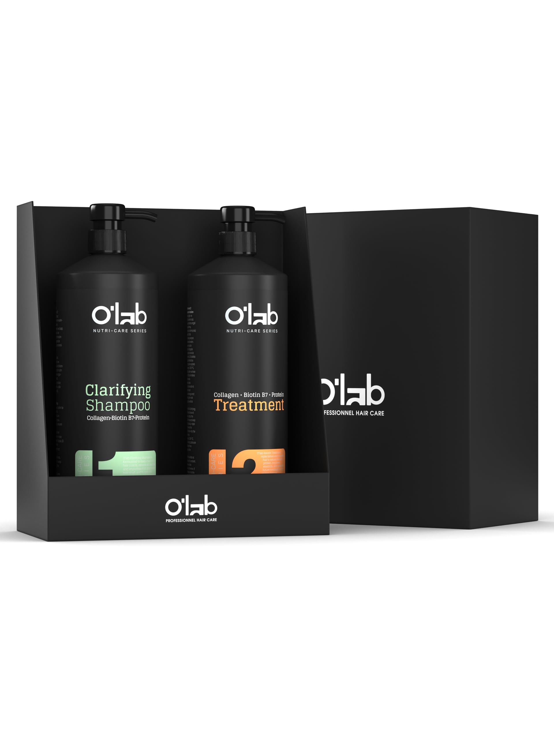 O’lab Nutri-Care Profesyonel Keratin Bakım Seti 1000 ml x 2 - Tam Profesyonel Salon Kiti | Arındırıcı Şampuan & Keratin Kompleksi | Dev Boy Brezilya Fönü Sistemi