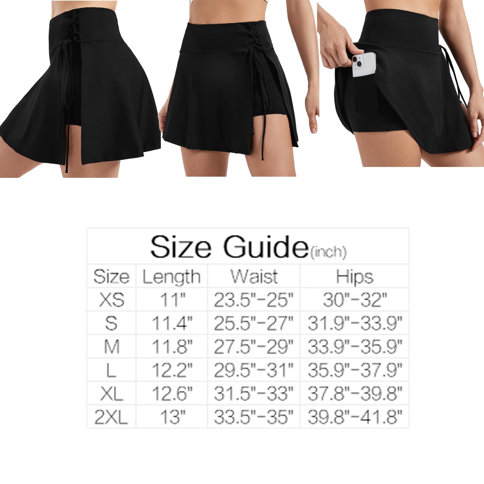 Blaosn Faldas de tenis fluidas para mujer, para entrenamiento, golf, atlética, pantalones cortos de cintura alta con bolsillos, con abertura, linda ropa de verano