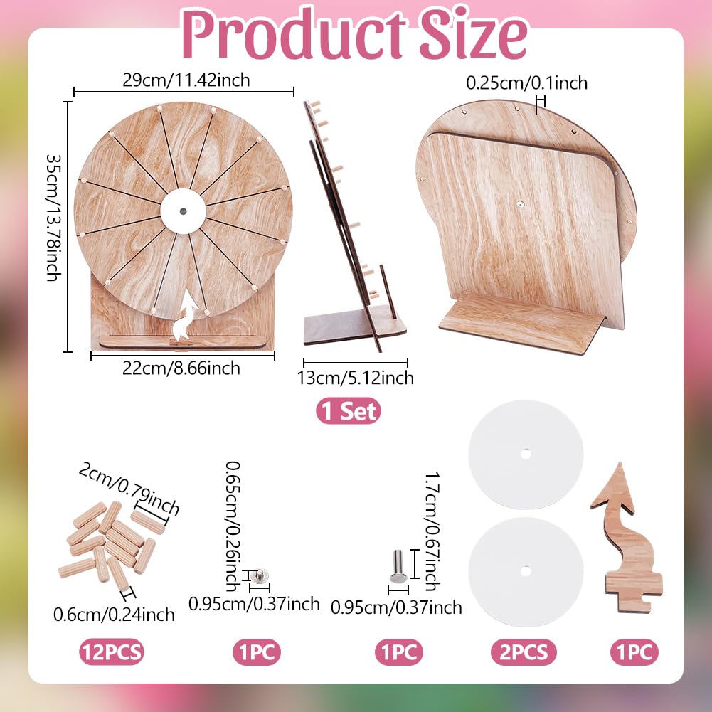 UNICRAFTALE Spinner Gewinnspiel Roulette Drehscheibe Aus Holz Aus Peru Beschreibbare Und Abwischbare Oberfläche 35cm Montage Ideal Für Brautpartys Und Verlobungsfeiern