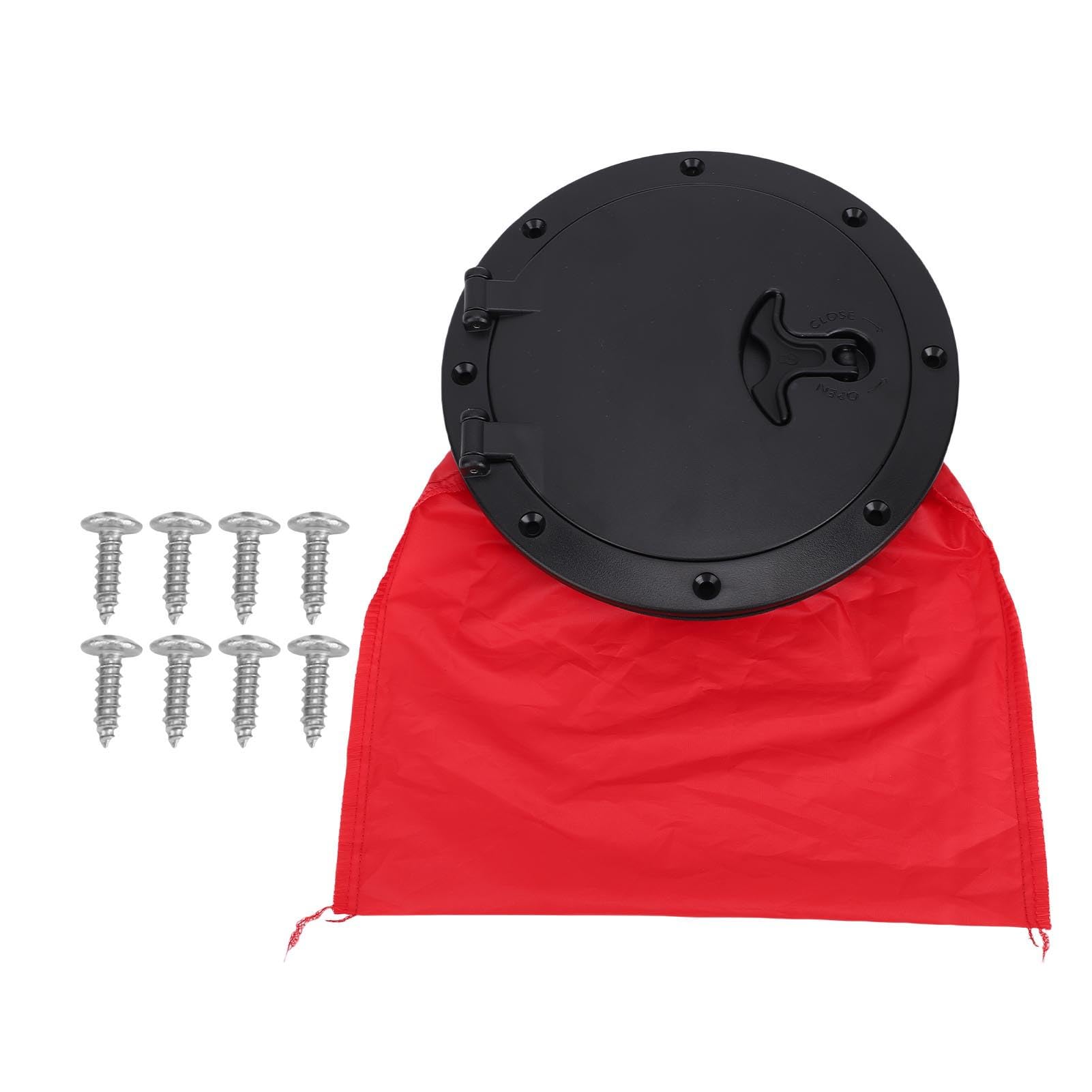 Black Deck Plate Kit Round Deck Hatch Cover with Red Waterproofing Bag for Kayak Boat Fishing Rigging