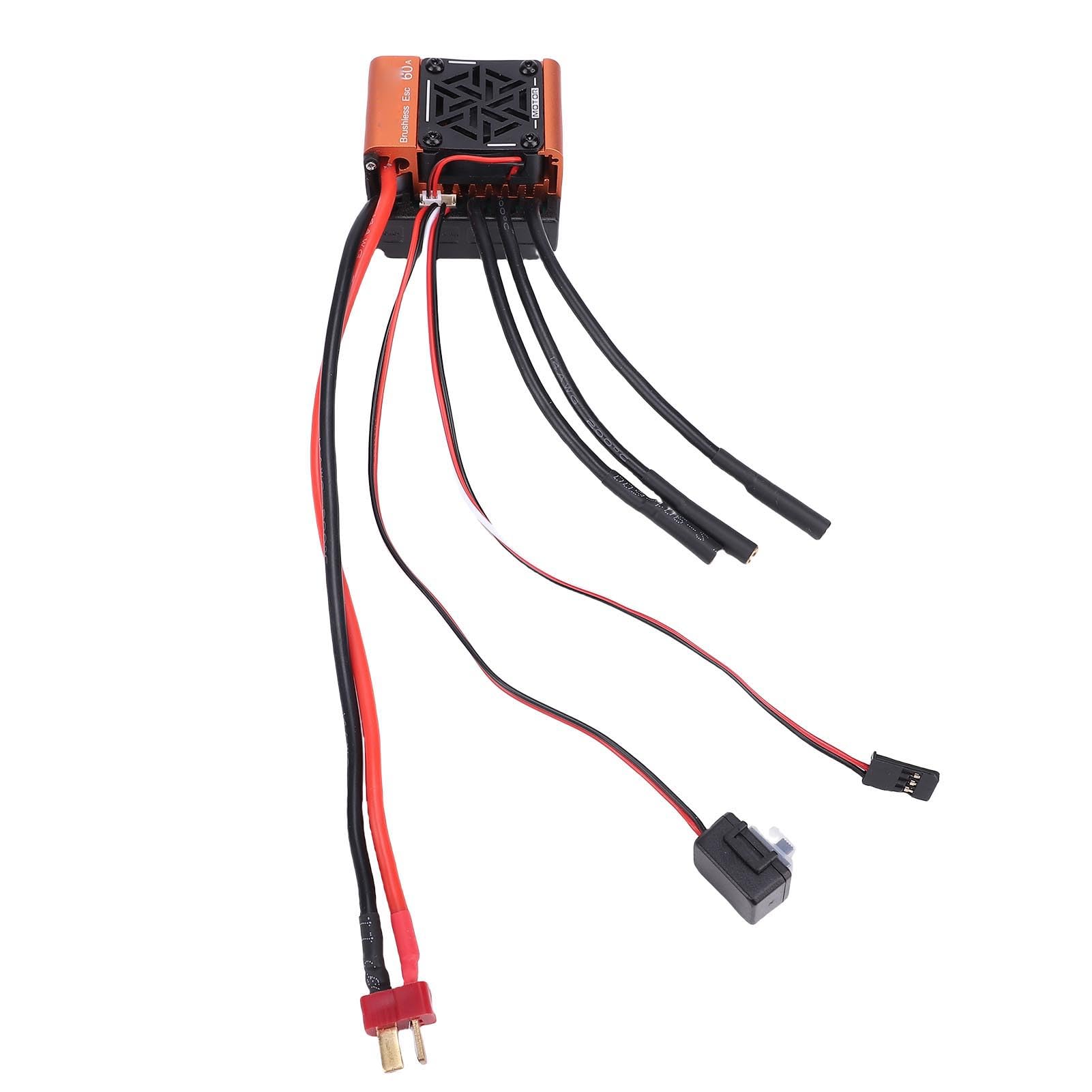 Controlador de Velocidad Eléctrico de Alto Rendimiento ESC 60A sin Escobillas para Vehículos Todoterreno RC 1/10 1/12 Naranja
