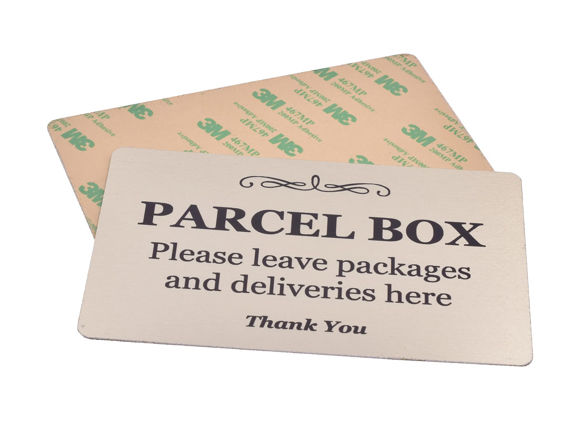 Metal Parcel Box Sign - Aluminium Delivery Notice With 3M Adhesive - Please Leave Packages Here Sign