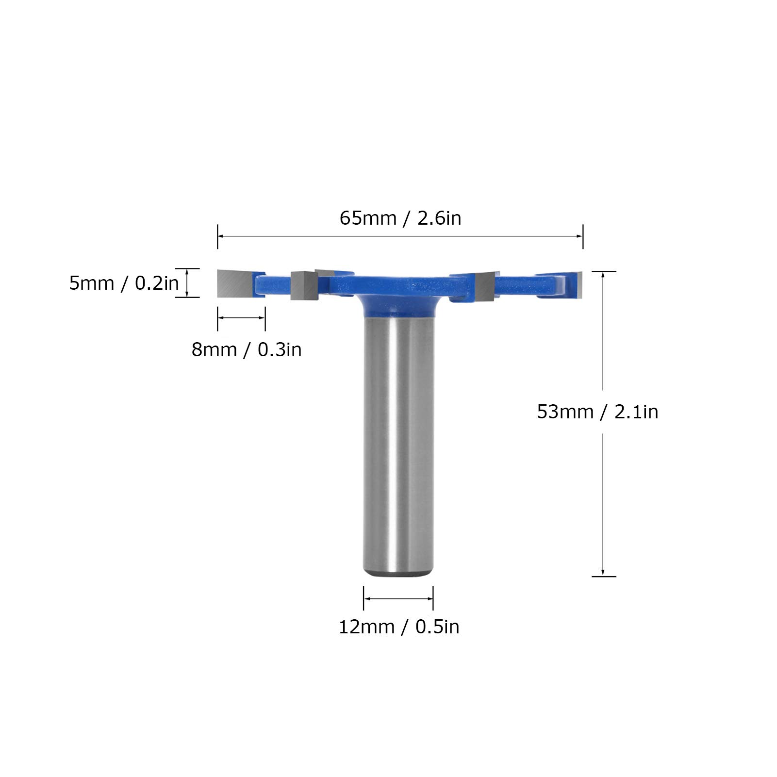 Schlitzfräser, T-Nut-Fräser, 6-Nut-Fräser, Schlitzfräser oder Elektrisches Fräs-/Trimmwerkzeug für die Holzbearbeitung (12 mm Griff)