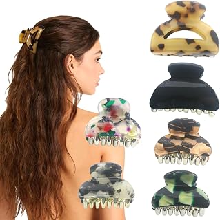 Acrylic Hair Claw Clips for Women Girls, Non-Slip Strong Hold Hair Clamps, Cute/Minimalist Transparent/Patterned Acrylic Claws for Thick/Thin/Long Hair, Daily Wear Hair Accessories
