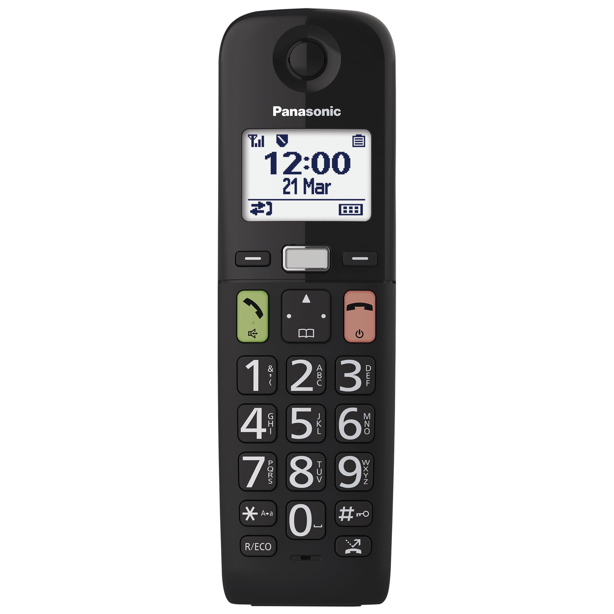 Telefono Fisso Panasonic Senza Fili KX-TGU410EXB - Schermo LCD Grande, Volume Amplificato, Torcia, Compatibile Apparecchi Acustici