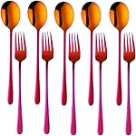 10Pcs Flatware Sets, Silver Spoons and Forks Set, Stainless Steel Dinner Spoons and Dinner Forks, Services for 5